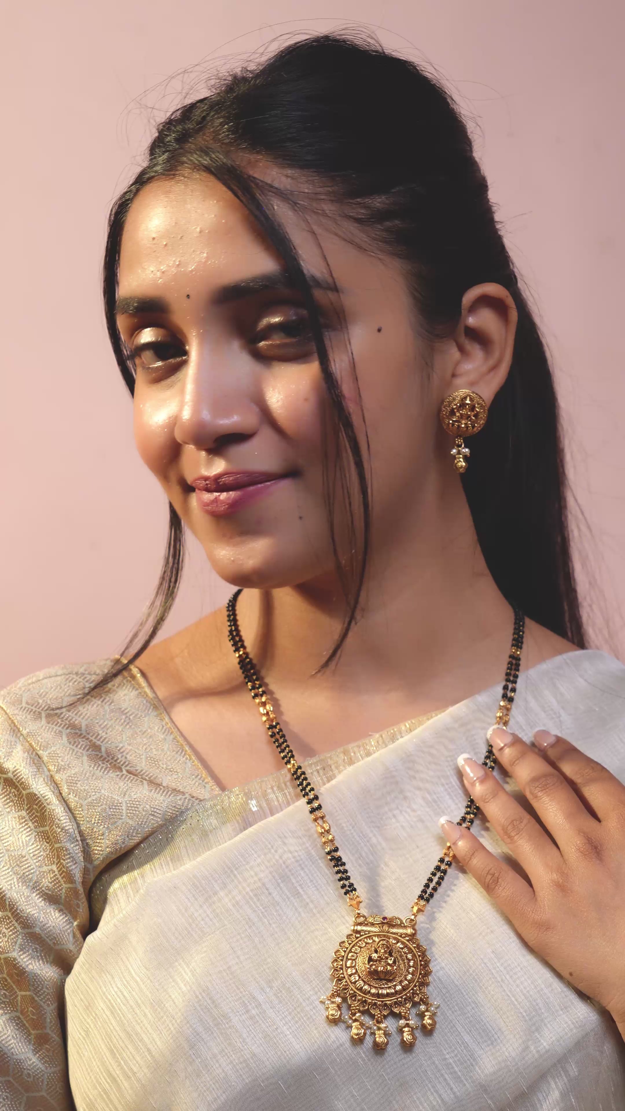 Load video: Sri Lakshmi Temple Mangalsutra Set