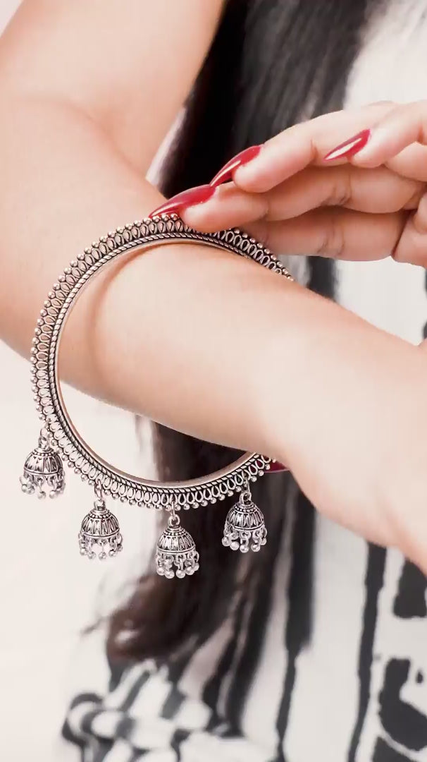 Load video: Oxidised Jhumka Bangles (Set of 2)