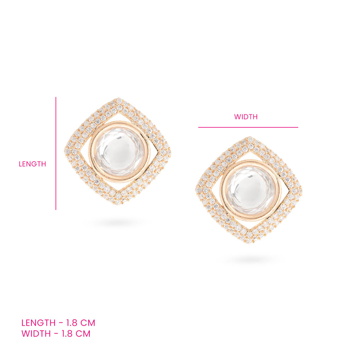 Crystal Prism Square CZ Stud Earrings