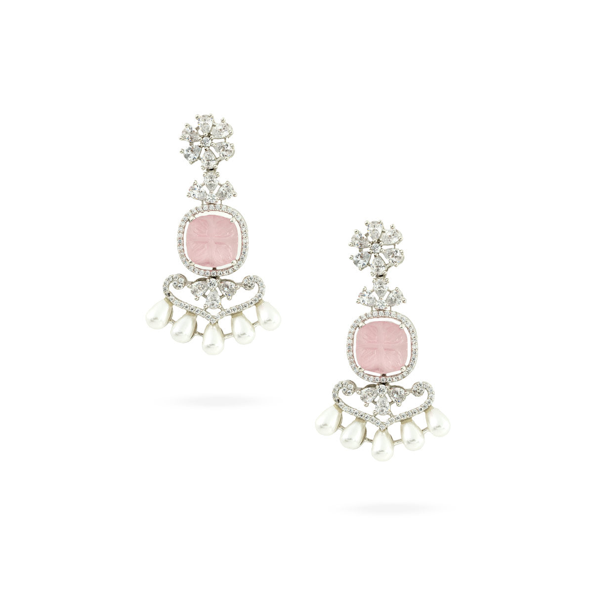 Blush Elegance Pearl Drop Earrings