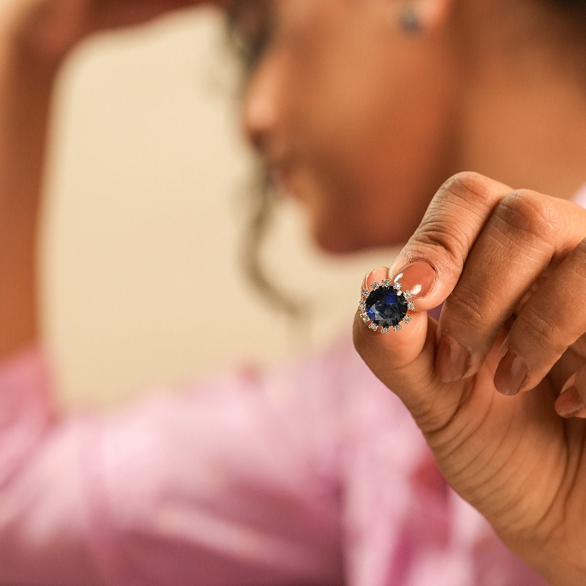 Midnight Bloom Black Stone Stud Earrings